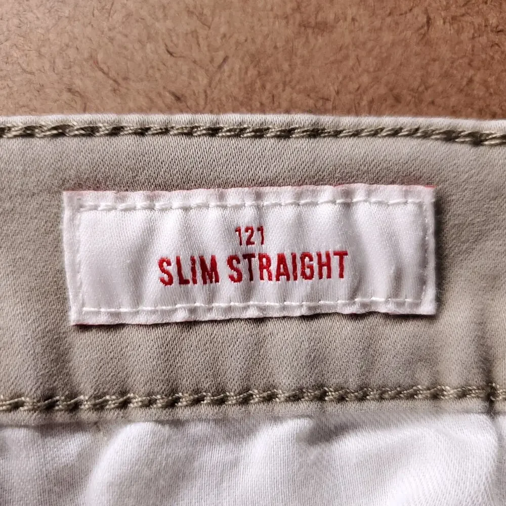Lucky Brand 121 Slim Straight Pants Men 30x30 Tan‎ Stretch Chino Casual Workwear